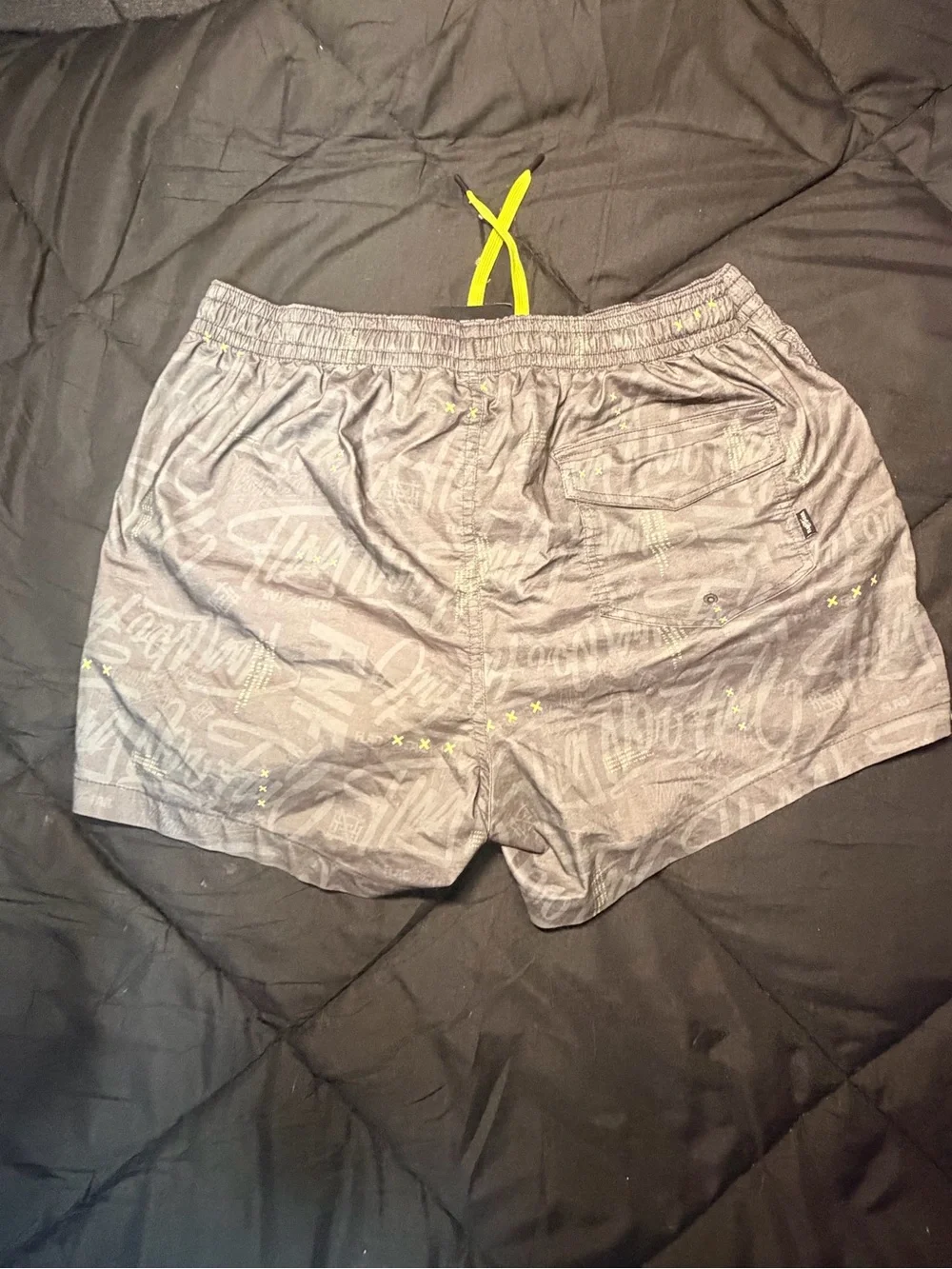 flag nor fail Grey Swim Trunks with Yellow Accents